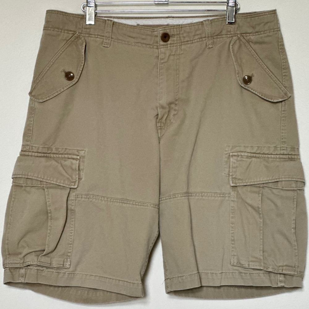 Banana Republic Mens Khaki‎ Cotton Cargo Shorts Tan Size 34 Utility Multi Pocket